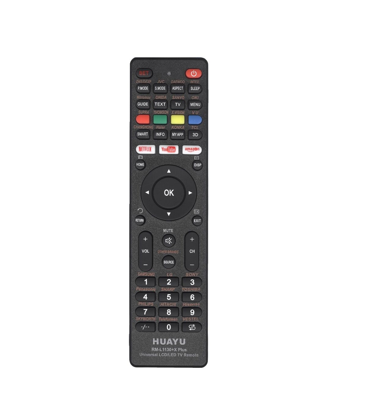 Пульт ДУ универсальный HUAYU RM-L1130+X Plus LED TV YouTube, Netflix