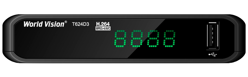 Цифровой эфирный ресивер World Vision T624D3 (DVB-T2/T/C, IPTV, USB, пластик, дисплей)