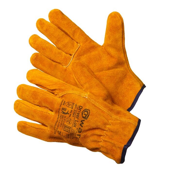 Перчатки Gward Driver Lux из спилка оранжевого цвета, прошиты огнеупорной нитью