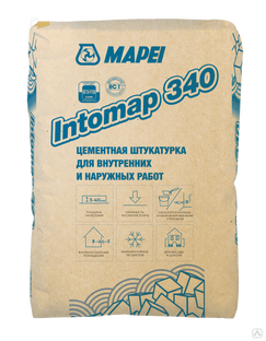 Штукатурка цементная для потолков, стен MAPEI INTOMAP 340 (25 кг.) 