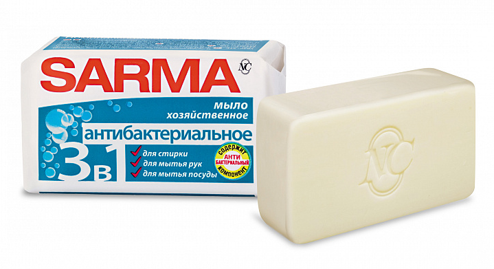 Мыло хозяйственное "САРМА" 8687 с антибактериальным эффектом 140гр