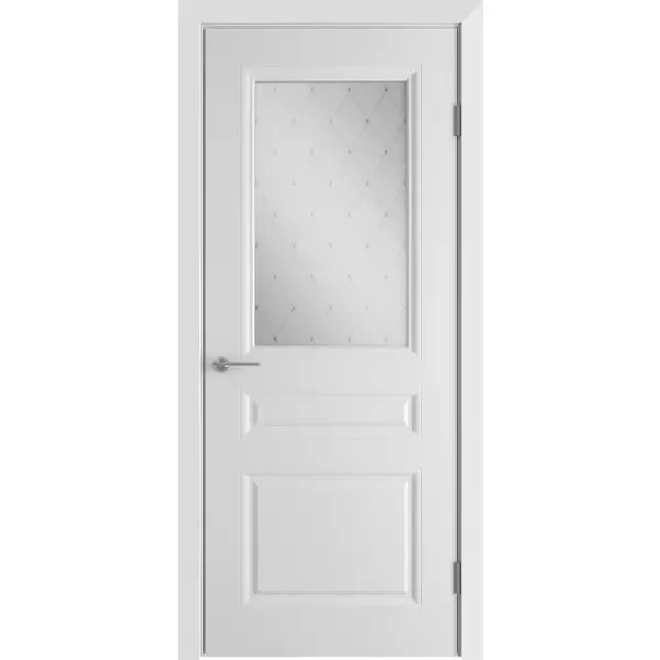 Дверь межкомнатная Стелла остеклённая эмаль цвет белый 80x200 см (с замком и петлями)