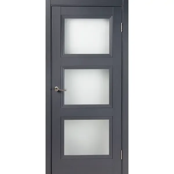 Дверь межкомнатная Трилло остеклённая Hardflex ламинация цвет грей 60x200 см (с замком и петлями) МАРИО РИОЛИ