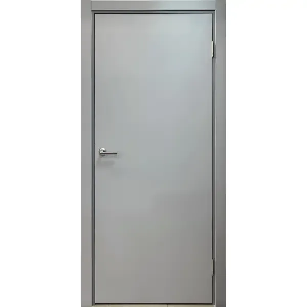 Блок дверной Капель глухой ПВХ Серый 70x200 см (с замком и петлями)
