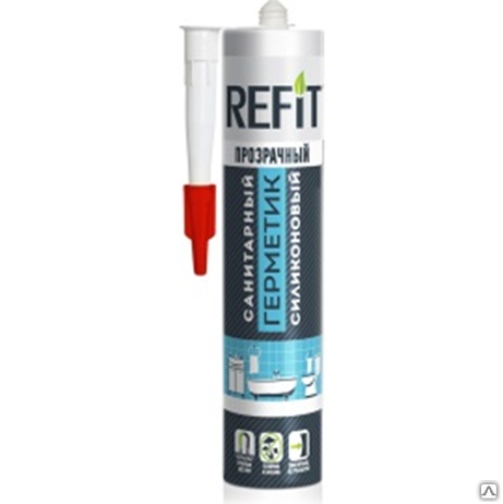 Герметик REFIT (CN) силиконовый санитарный прозрачный, 260 мл