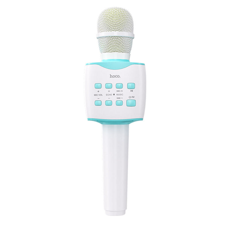 Микрофон с колонкой "Hoco" BK5 (Bluetooth, USB, MicroSD, AUX, динамик, бело-синий) 1
