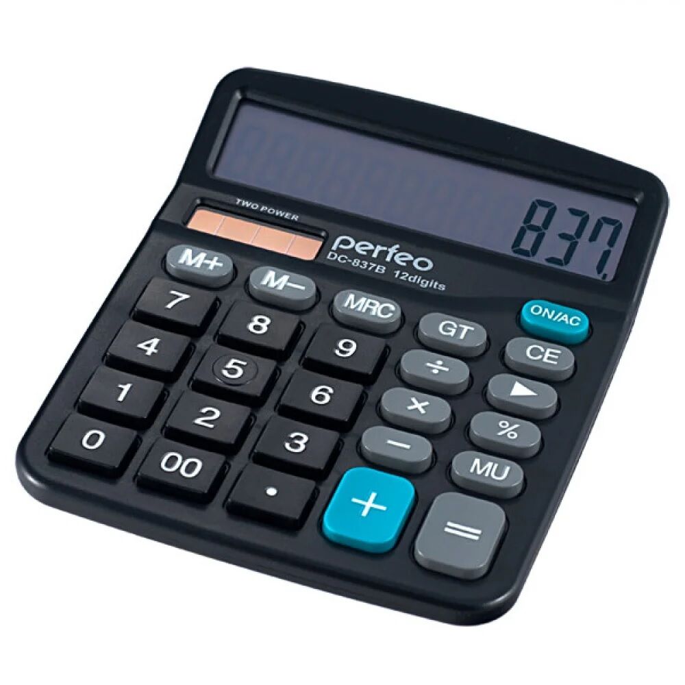 Калькулятор Perfeo PF-3286, бухгалтерский, 12-разр., GT, черный