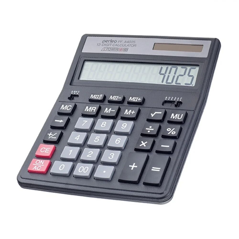 Калькулятор Perfeo PF-A4025, бухгалтерский, 12-разр., черный