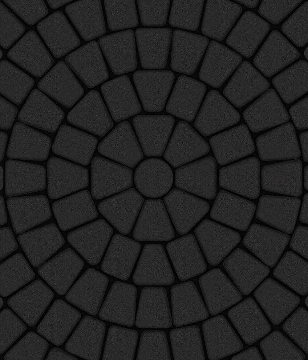 Тротуарная плитка Классико круговая круговая из 3 плит Стандарт Черный 60 мм