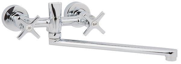 Смеситель Оптима ванна маховик металлический крест переключение к/б излив 30 см L OZ2566 W.Zorge