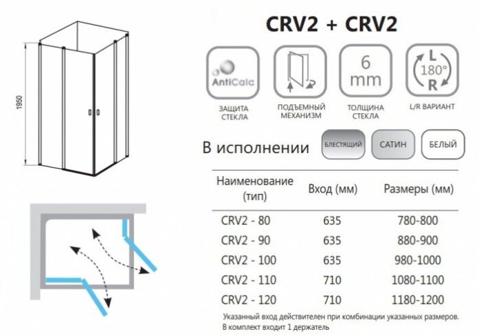 Душевой уголок Ravak Chrome CRV2/CRV2 110x110