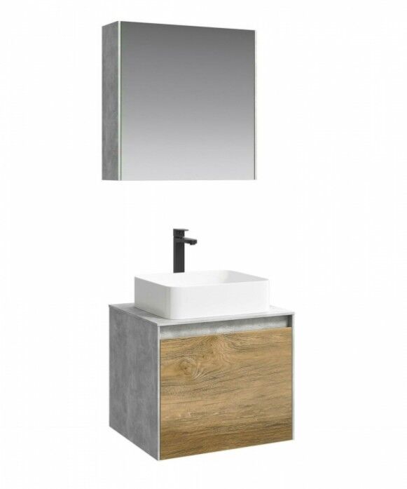 Мебель для ванной Aqwella Mobi 60 бетон светлый фасад дуб балтийский