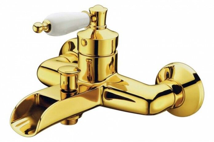 Смеситель для ванны Boheme Vogue 213 золото (ручка Белая)