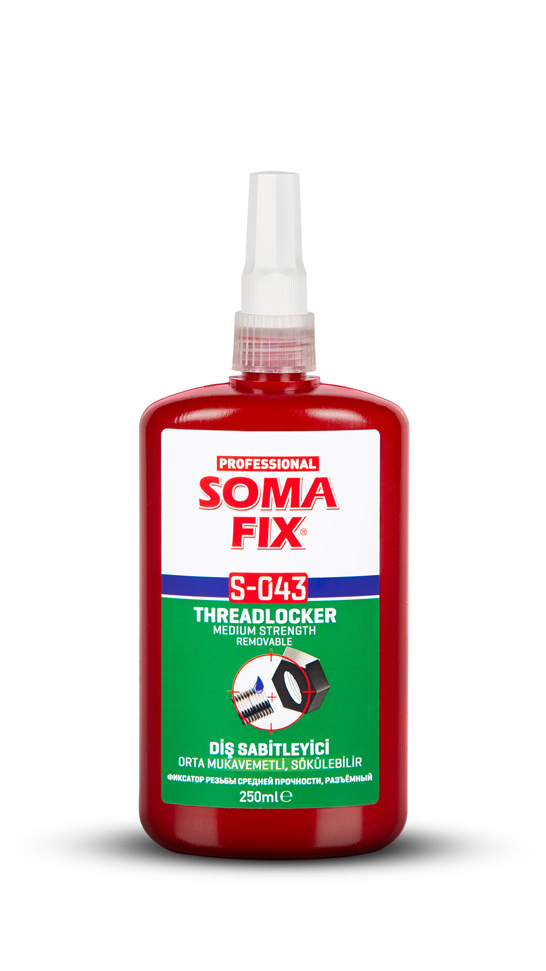 Анаэробный клей SOMA FIX фиксатор резьбы средней прочности, 250 мл