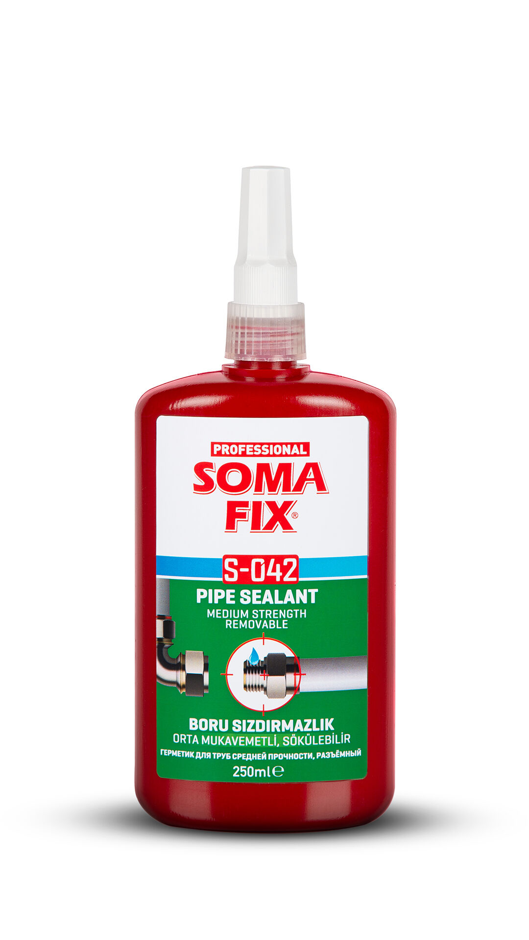 Анаэробный клей SOMA FIX герметик для высокого давления, 250 мл