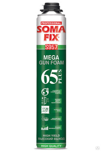 Пена монтажная профессиональная 850мл МЕГА65 Plus (65л выход) SOMA FIX s957 
