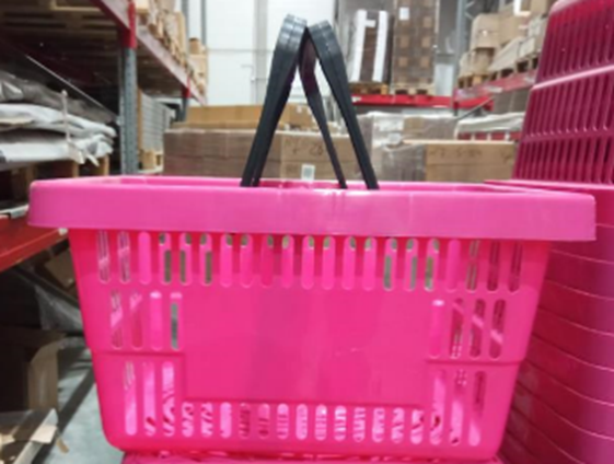 Корзина покупательская пластиковая усиленная с 2 ручками, 20 л, Розовый
