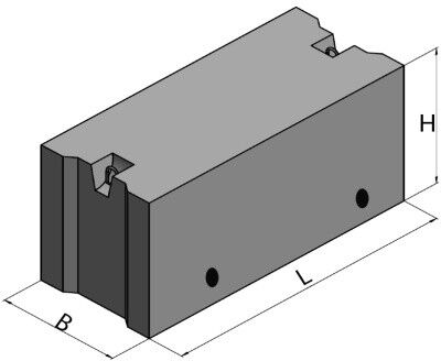 Фундаментный блок ФБС 9.4.6-т; ГОСТ 13579-78, класс бетона B7,5 M 100, 880х400х580 мм; 0,470 т