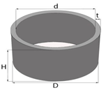Кольцо стеновое цилиндрическое КС 10.6; ГОСТ 8020-2016, класс бетона В20, М250, 1160 мм; 1000х590х80 мм; 0,400 т
