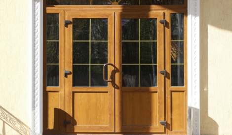 Входная дверь GreenTech 58 мм. двойная, коричневая 1300х2100мм