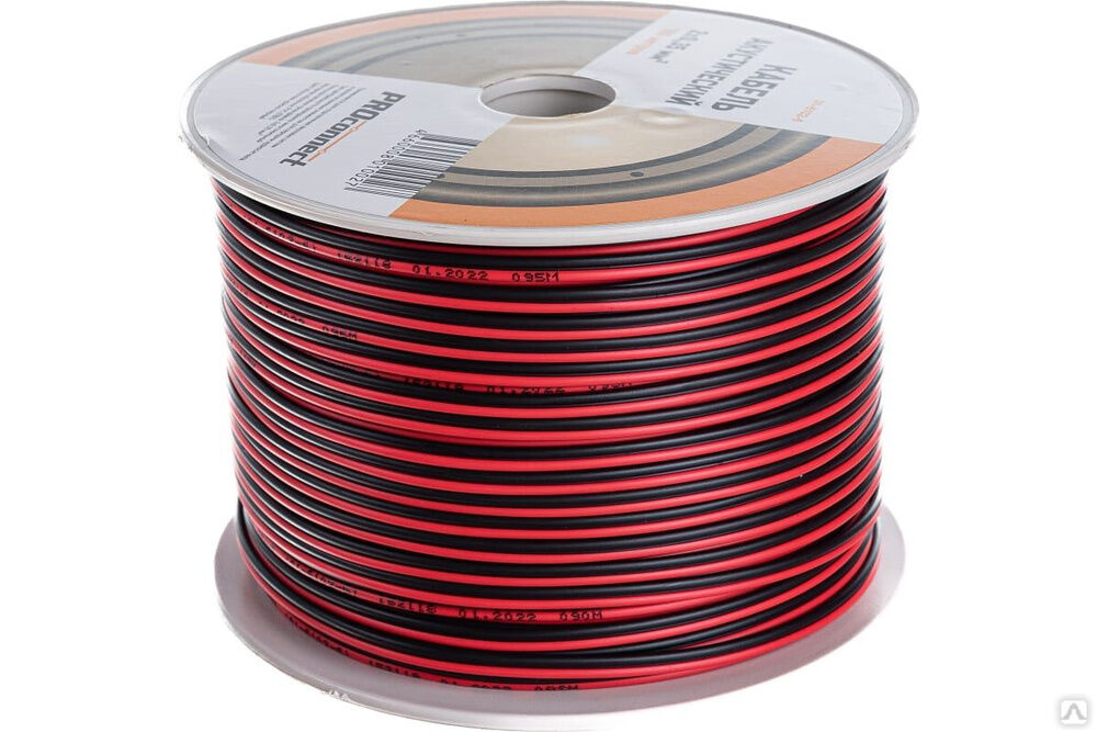 Акустический кабель 2х0.35 кв.мм, красно-черный, 100 м PROCONNECT 01-6102-6