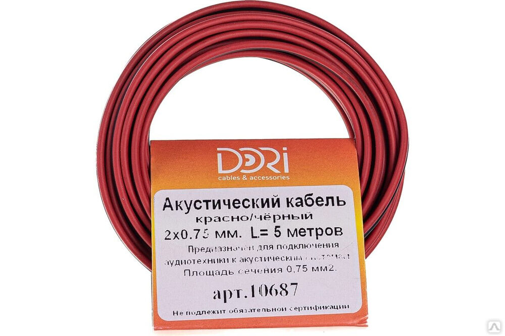 Акустический кабель DORI 2x0,75 чёрно-красный 5 м, шт 10687