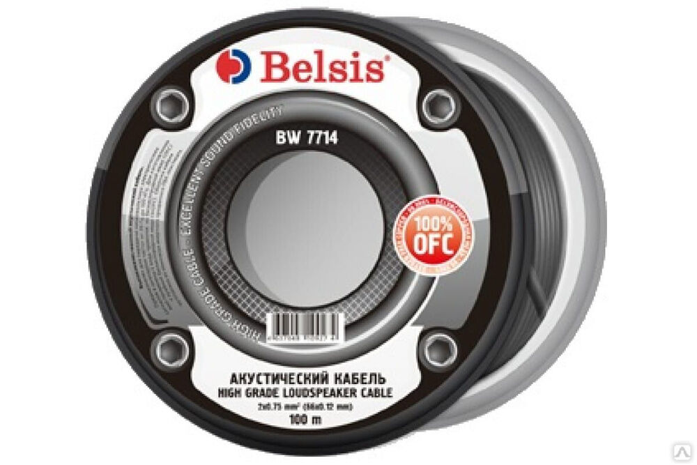 Акустический кабель 2х0,75 мм, медь+луженая медь, прозрачный Belsis BW7714
