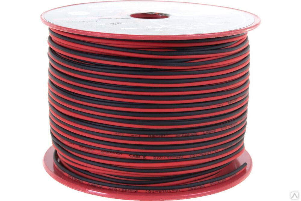 Акустический кабель ШВПМ 2х0,25 кв.мм, красно-черный, бухта 100 м 01-6101-3 REXANT