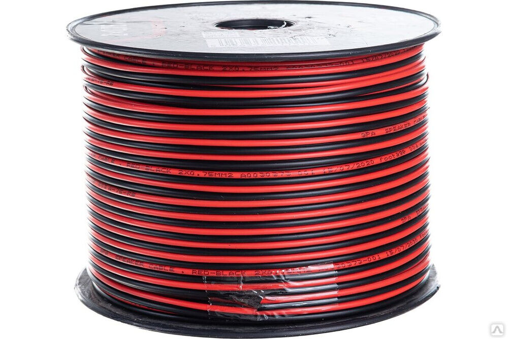 Акустический кабель ЭРА A75RB 2х0,75 мм2, красно-черный, 100 м, 8/192 Б0048265