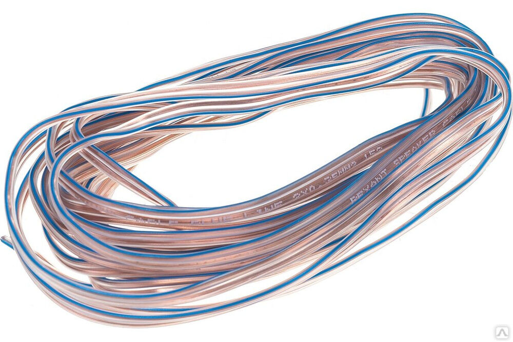 Акустический кабель 2х0,35 кв.мм прозрачный BLUELINE м. бухта 5 м 01-6202-3-05 REXANT