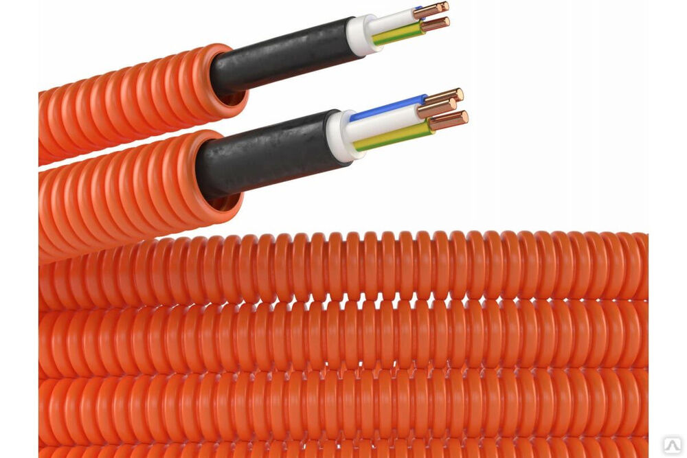 Гибкая гофрированная труба с кабелем DKC ПНД, д16мм, цвет оранжевый, 3x1,5, ВВГнг-LS, РЭК, ГОСТ+, 50 м 7L91650