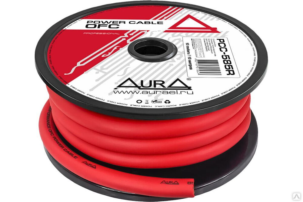 Силовой кабель AurA OFC, 000AWG/85мм2, 10 м. катушка, красный PCC-585R
