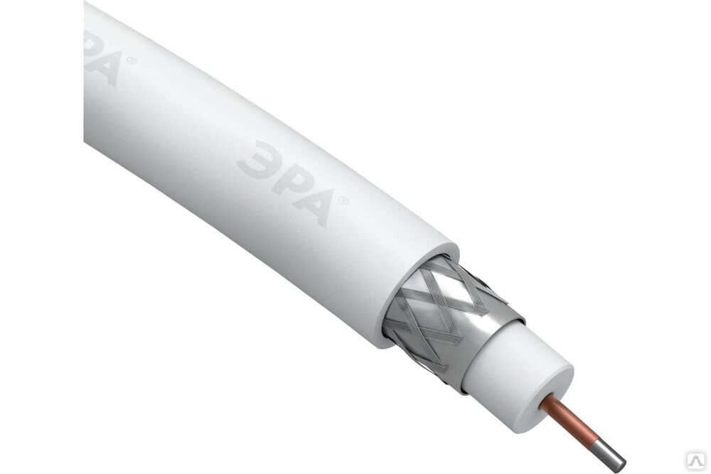 Коаксиальный кабель ЭРА RG6U, 75 Ом, CCS/, PVC, цвет белый Б0044597