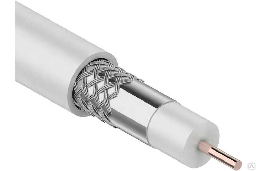 Коаксиальный кабель RG-6U, 75 Ом, CCS/Al/Al, 64%, бухта 305 м, белый 01-2203 REXANT