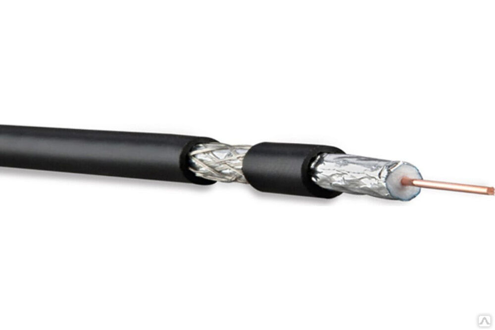 Коаксиальный кабель Hyperline COAX-RG6-CU-100 RG-6, 75 Ом (ТВ, SAT, CATV), жила - 1.02 мм (медь, solid)