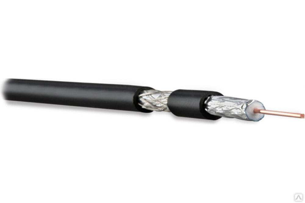 Коаксиальный кабель Hyperline COAX-RG6-500 RG-6, 75 Ом (ТВ, SAT, CATV), жила - 18 AWG, черный (бухта 500 м), 49031