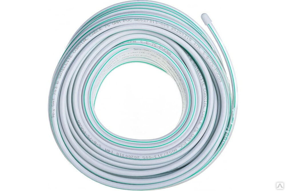 Коаксиальный кабель ЭРА SAT 703 B, 75 Ом, Cu/, PVC, цвет белый Б0044615