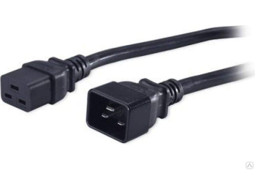 Кабель питания Hyperline IEC 320 C19 - IEC 320 C20 3x1.5, 16A, прямая вилка, 10 м, цвет черный