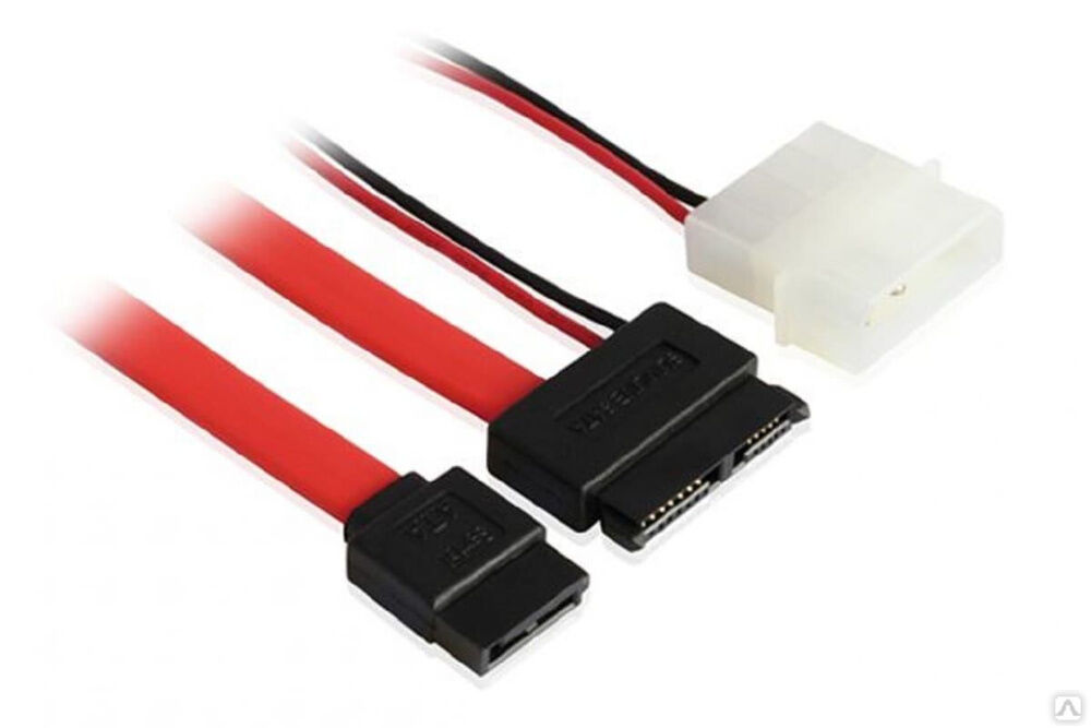 Комплект кабелей GCR Slim SATA Slim SATA 13pin/SATA II до 3Gbps 7pin/Molex 4pin 50 см, VIVSTI302