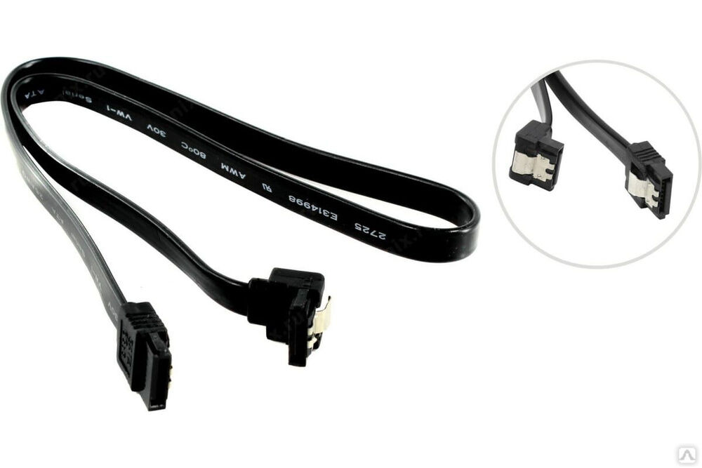 Угловой кабель SATA 5bites EXPRESS, v3.0, 6 Гбит/сек, 0.5 м, черный SATA3-7PL50A-BK