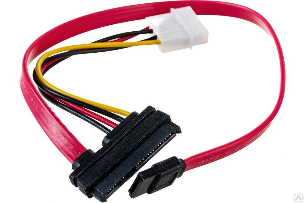 Кабель Cablexpert Combo SATA molex+SATA/SATA 15pin+7pin интерфейсного кабеля-35см, питания-15см CC-SATA-C1 Molex