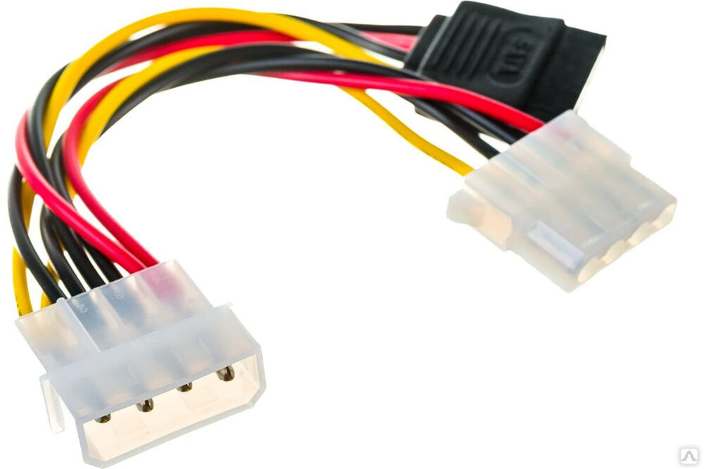 Кабель питания SATA Cablexpert molex 4pin/molex4pin+sata 15pin, 15 см, на 2 устройства CC-SATA-PSY2