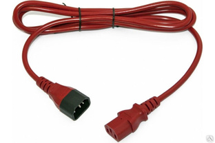 Кабель питания Hyperline монитор-компьютер IEC 320 C13 - IEC 320 C14 3x0.75, 10A, прямая вилка, 1 м, цвет красный #1