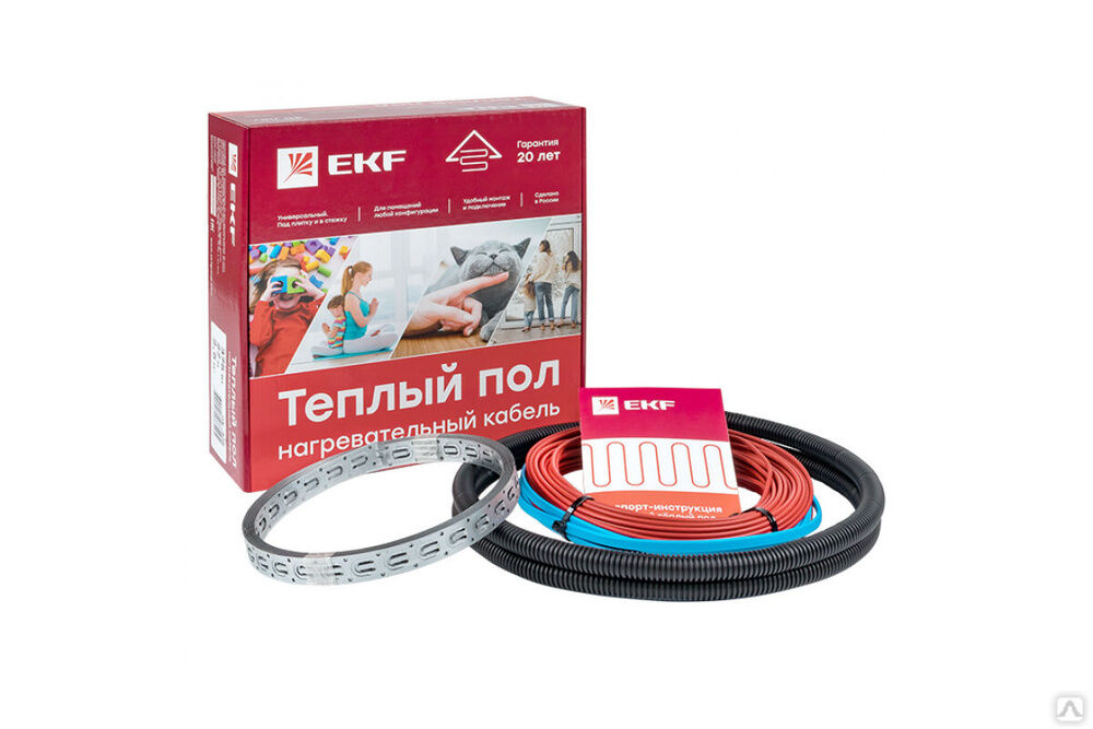 Нагревательный кабель для теплого пола EKF 375 Вт 27 м 2,5 м2 nk-375