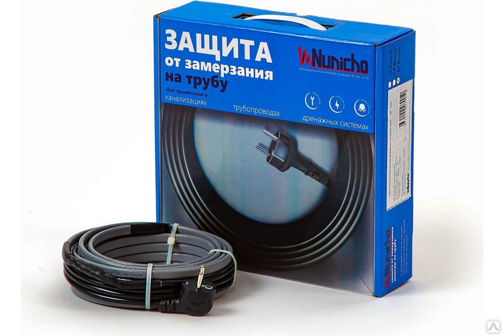 Греющий саморегулирующийся кабель на трубу (готовый комплект) Nunicho 16 Вт/м 8 м, 14151608