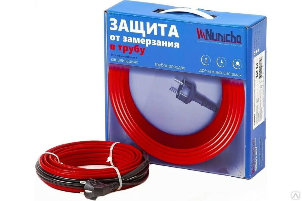 Греющий кабель в трубу Nunicho 10 Вт/м 3 м, саморегулирующийся двужильный экранированный 1409102203