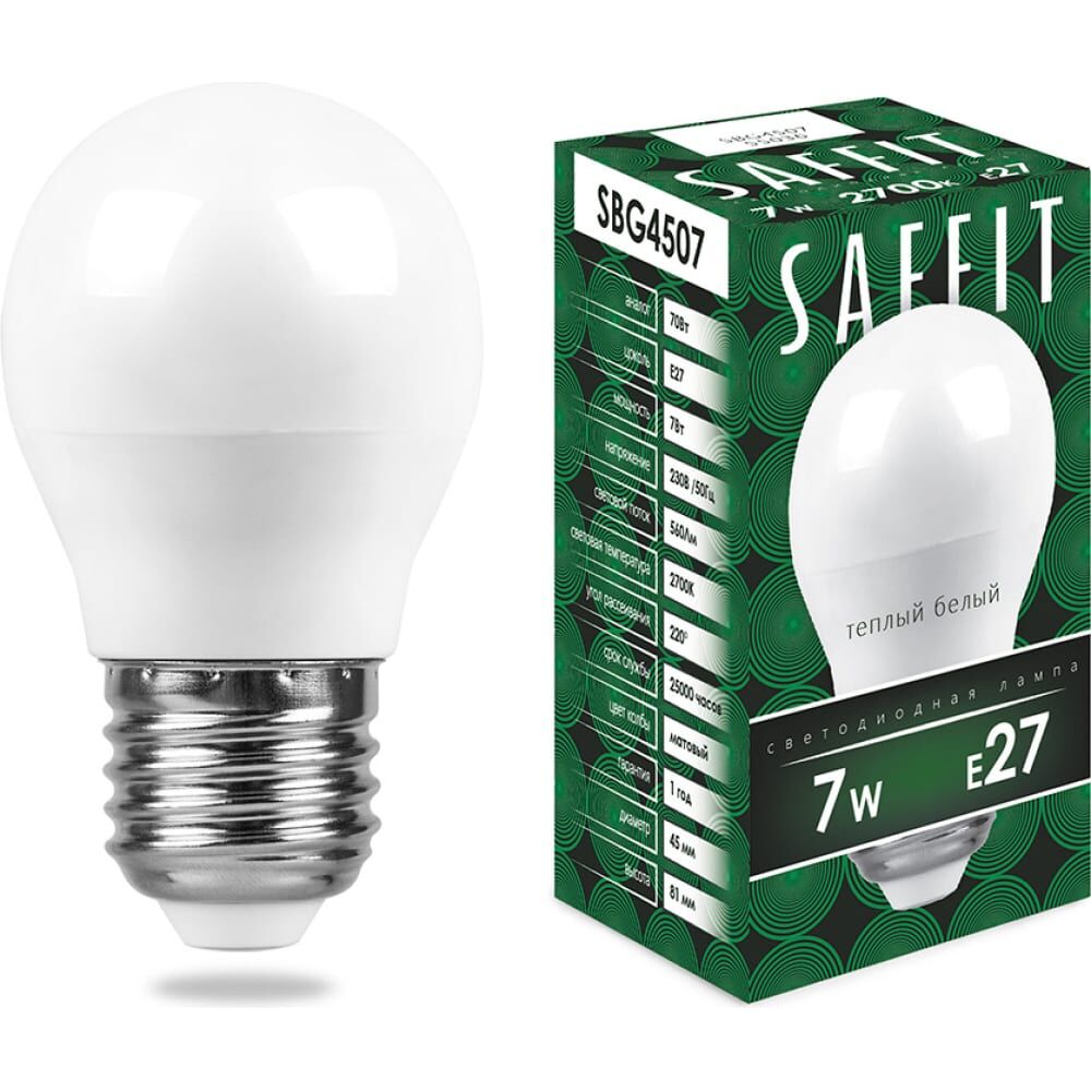 Светодиодная лампа SAFFIT E27 7W 2700K
