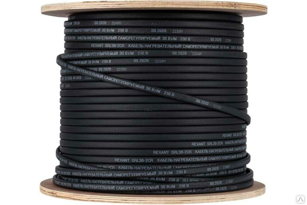Греющий саморегулирующийся кабель SRL16-2CR, экранированный, 16 Вт/1 м, 200 м 51-0224 REXANT
