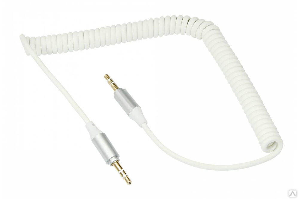 Аудио кабель AUX 3.5 мм шнур спираль 1 м белый 18-4014 REXANT Rexant International