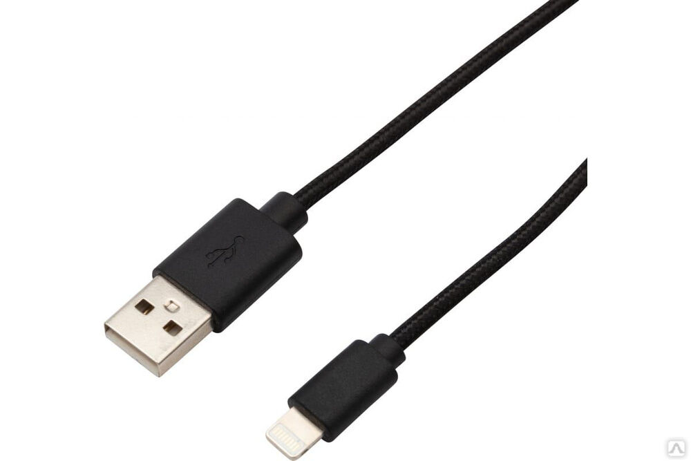 Кабель USB - Lightning 1 м, для iPhone черная нейлоновая оплетка 18-7055 REXANT Apple